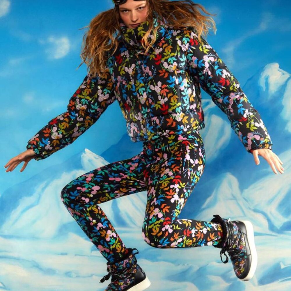 NWT XL ROWLEY X ROXY Fuseau Technical Snow Ski Pants Black MultiFloral - Picture 2 of 16